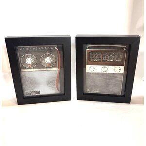 Vintage-Inspired Transistor Radio Wall Art Prints In Black Frames